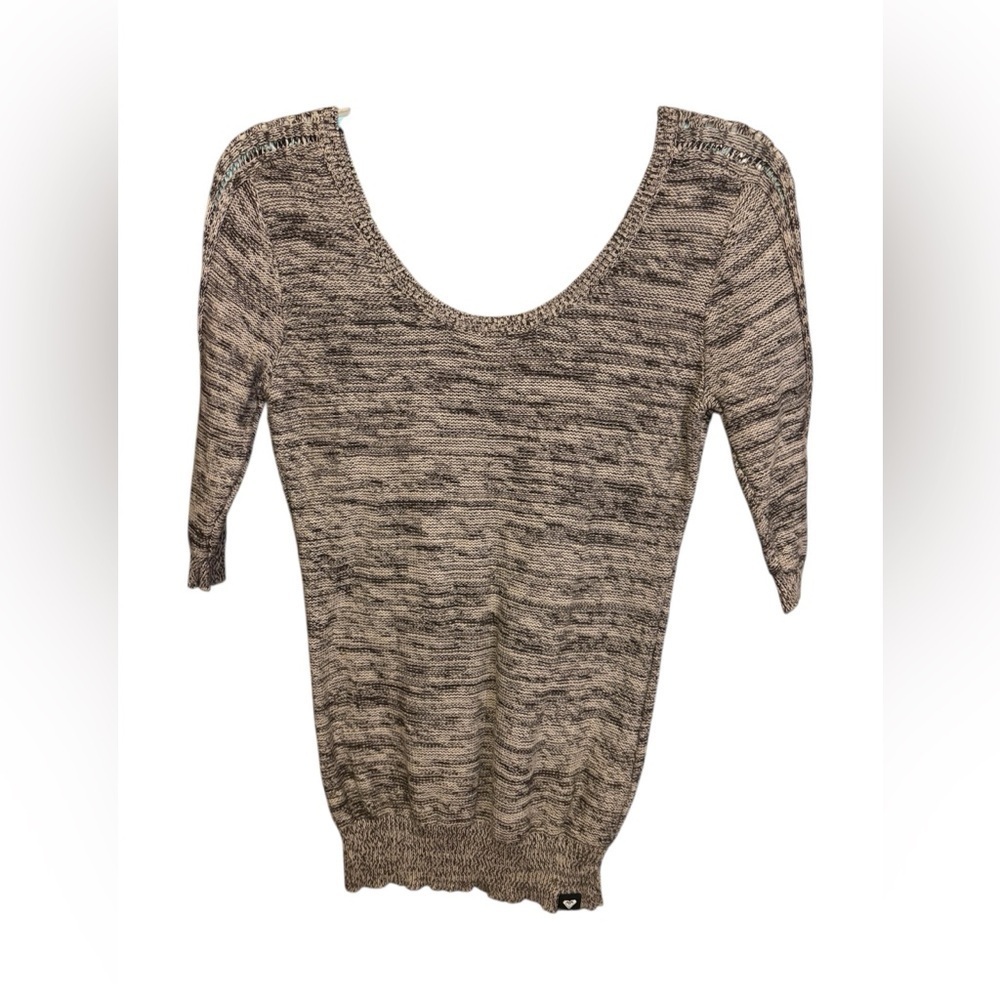 Cozy Roxy Women’s Gray Knit Pull Over Scoop Neck Sweater Half-Sleeve
